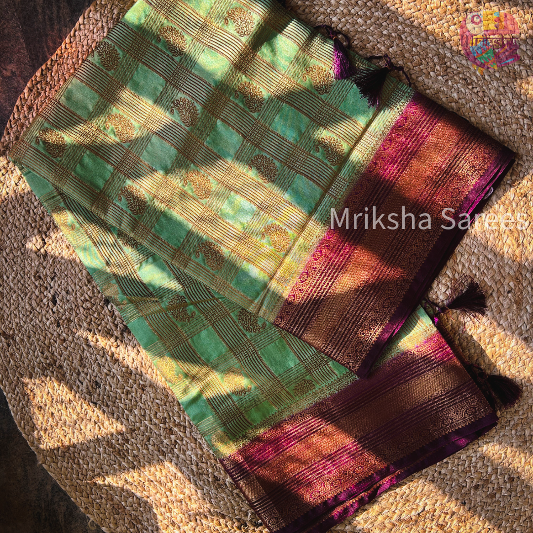 Premium Silk Cotton Saree with Zari Border & Paisley Buttas – Traditional Festive Collection