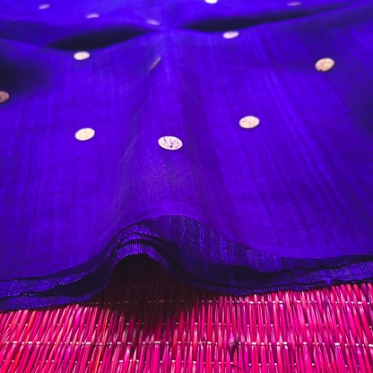 Royal Blue Matka Silk Saree with Muslin Silk Pallu | Mriksha Sarees