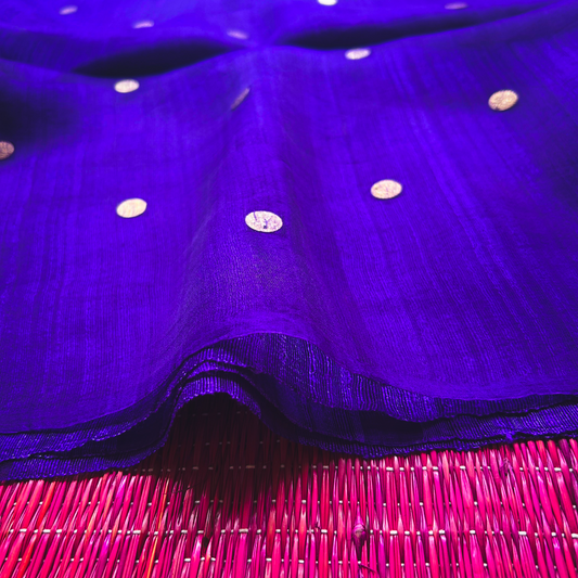 Royal Blue Matka Silk Saree with Muslin Silk Pallu | Mriksha Sarees