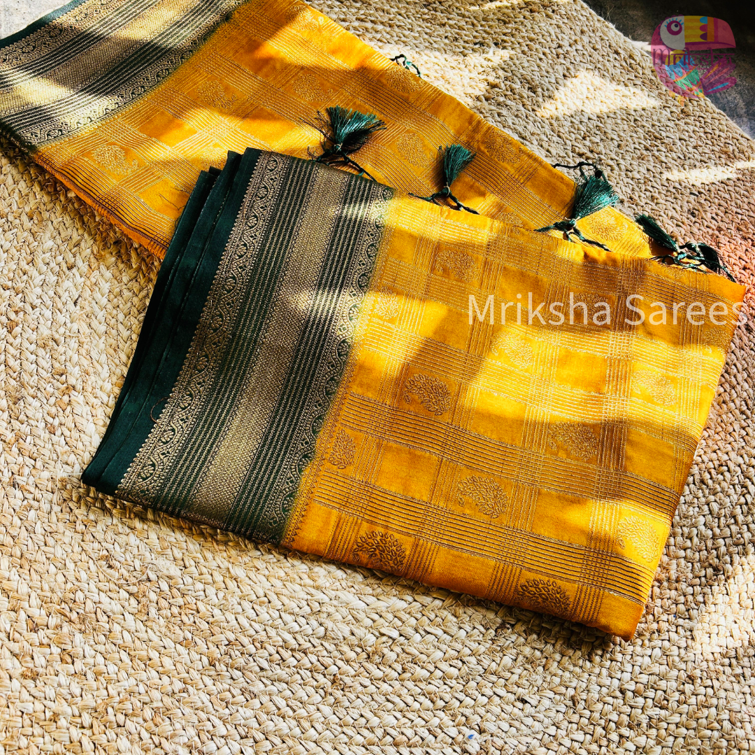 Premium Silk Cotton Saree with Zari Border & Paisley Buttas – Traditional Festive Collection