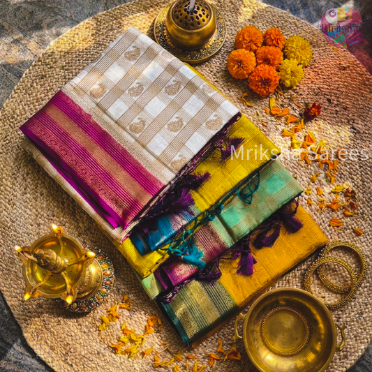 Premium Silk Cotton Saree with Zari Border & Paisley Buttas – Traditional Festive Collection